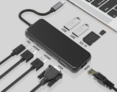 Tarjeta Adaptadora 9 en 1 HDMI Dual + VGA + Red Gigabit - Image 5