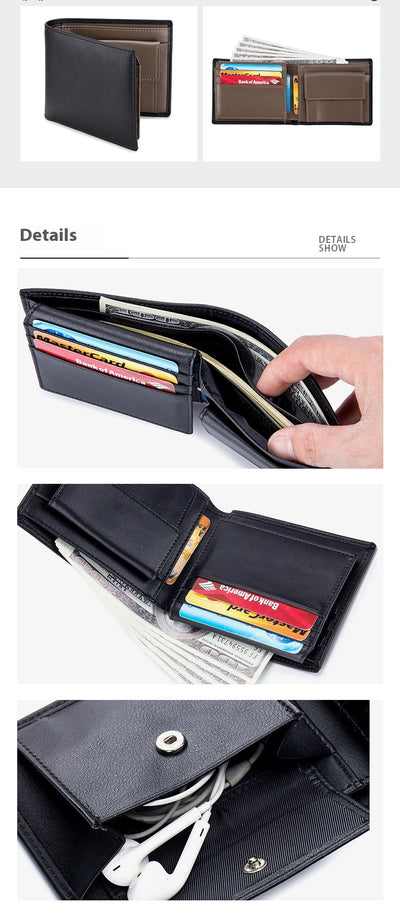 Billetera Corta de Cuero Genuino para Hombre - Diseño Trifold - Image 19