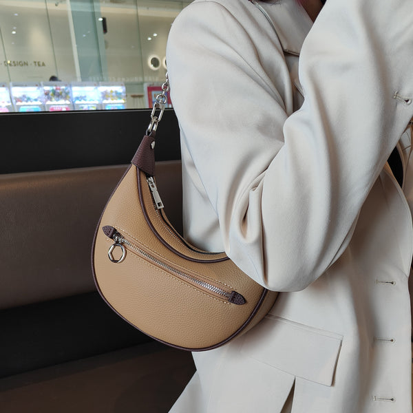 Bolso de Hombro para Mujer en Cuero Genuino con Cadena Dorada
