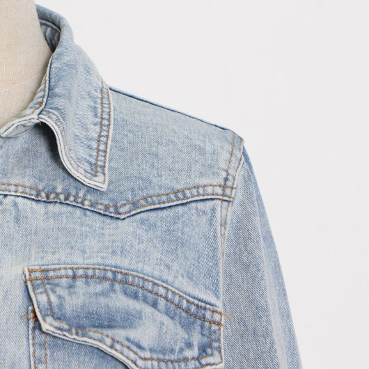Chaqueta Denim Cropped con Amarre en el Pecho - Image 8