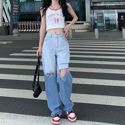 Jeans para Mujer con Rasgaduras Degradadas para Verano - Image 9