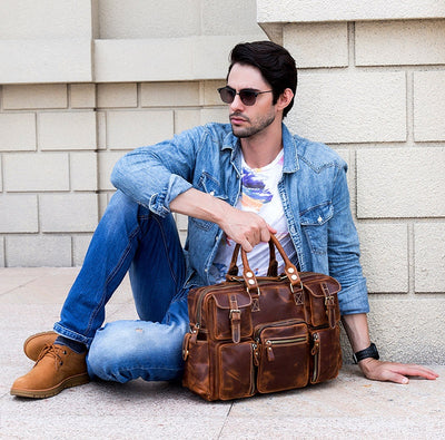 Bolsa Mensajera de Cuero Genuino Estilo Retro con Gran Capacidad para Hombre - Image 61