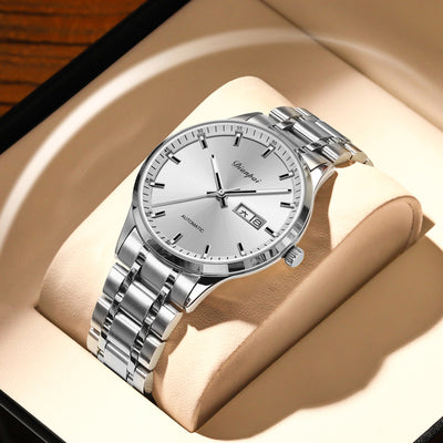 Reloj Mecánico Automático de Acero Inoxidable con Correa de Metal, Resistente al Agua e Iluminación Nocturna - Image 4