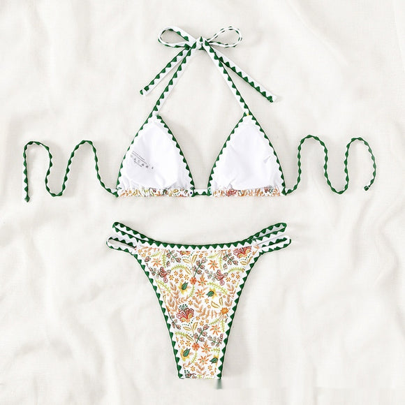Bikini Halter Estampado Sexy para Mujer