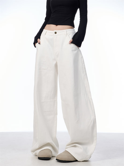 Pantalón Blanco Ancho de Pierna Recta Casual y Suelto - Image 22