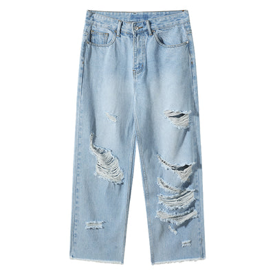 Jeans Rectos Holgados Estilo Retro Americano con Rotos - Casual Senior - Image 5