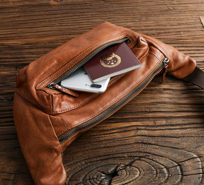 Bolsa de Pecho de Cuero Curtido al Vegetal para Hombre - Mochila Bandolera Casual - Image 9