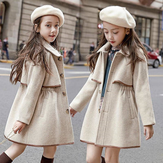 Abrigo Acolchado Cintura Marcada para Niña - Diseño Princesa Reversible