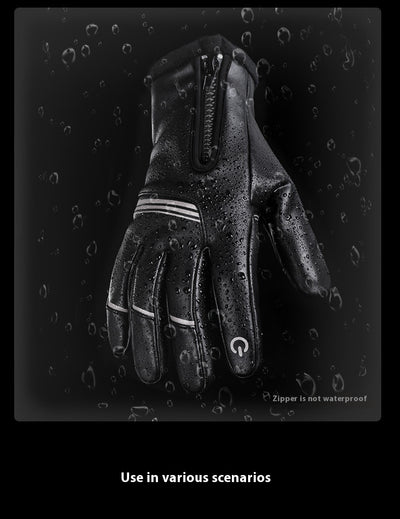Guantes de Cuero Térmicos Aislados con Forro Polar para Motociclismo Invernal - Image 17