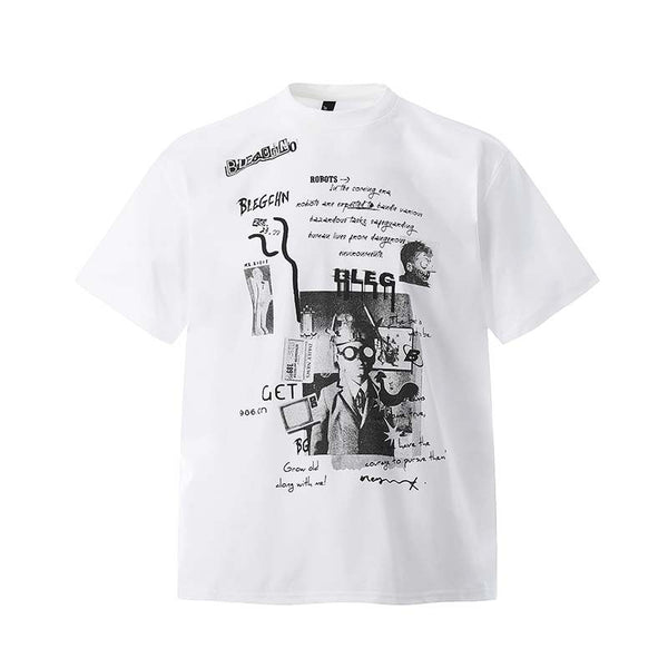 Playera Oversize de Manga Corta con Estampado de Letras - Estilo Urbano Versátil