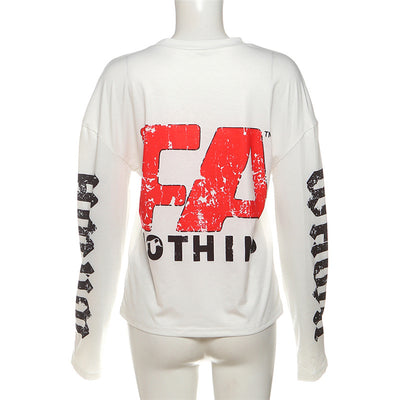 Playera Manga Larga Gótica Retro para Mujer con Estampado de Letras Personalizadas - Image 14