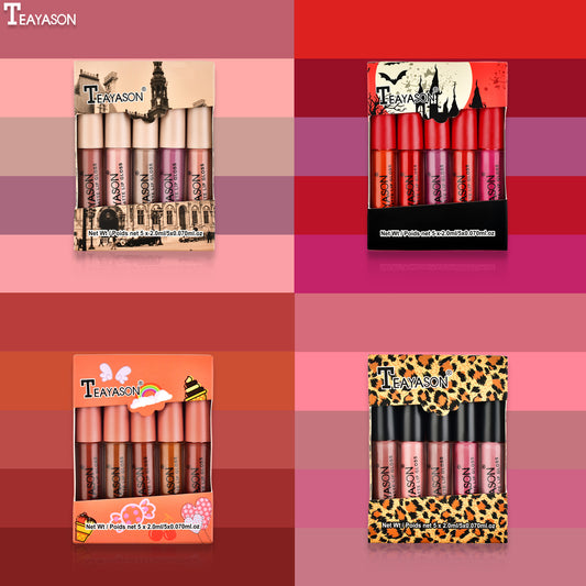 Set Mini de 5 Labiales Gloss Mate - Colores Intensos y Larga Duración