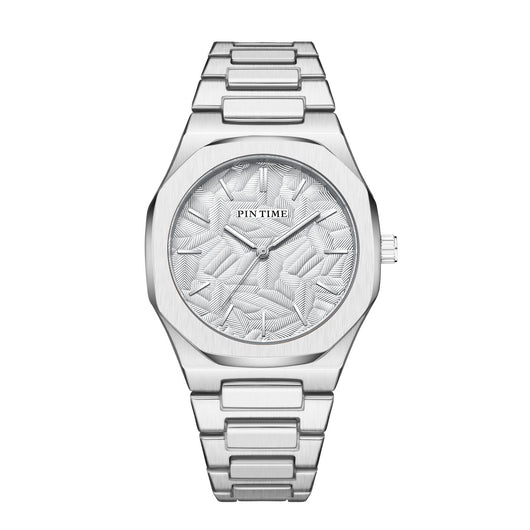 Reloj Impermeable para Hombre con Esfera Grabada en Relieve de Hoja de Palma - Image 3