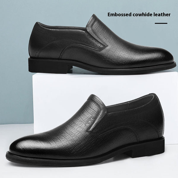 Zapatos de Cuero Ejecutivos con Plantilla Elevadora Invisible de 8cm
