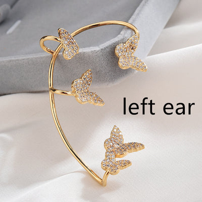 Aretes Mariposa Dorados sin Perforación con Circonitas Brillantes - Image 6