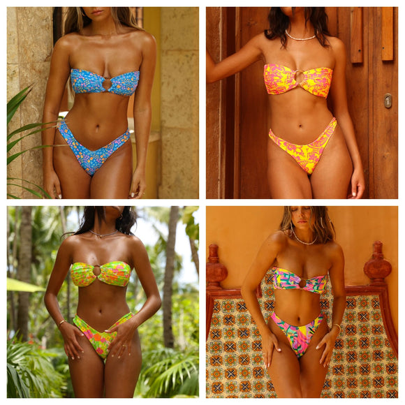 Bikini Deportivo con Estampado y Cortes Laterales