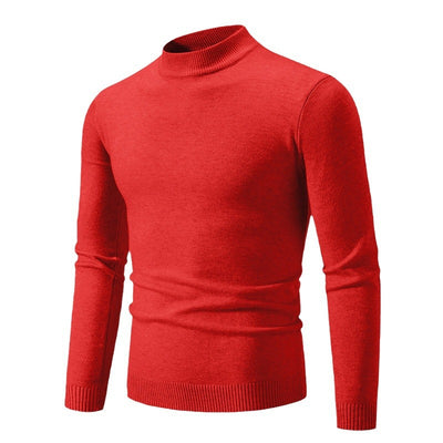 Suéter Cuello Redondo Hombre Invierno Ajustado Color Sólido - Image 5