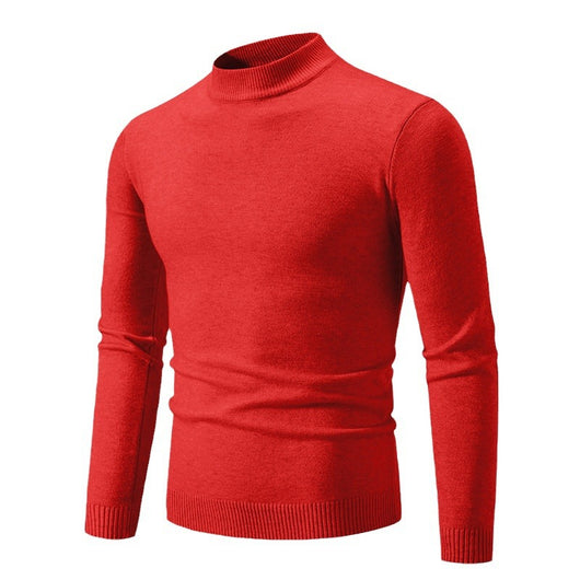 Suéter Cuello Redondo Hombre Invierno Ajustado Color Sólido - Image 5