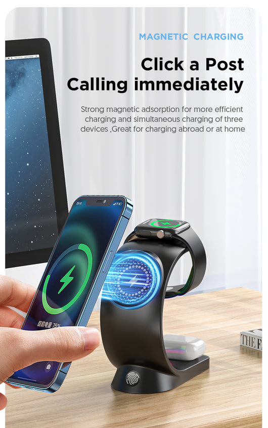 Cargador Inalámbrico Magnético 4 en 1 con Luz Ambiente para iPhone, Apple Watch y AirPods Pro - Image 14