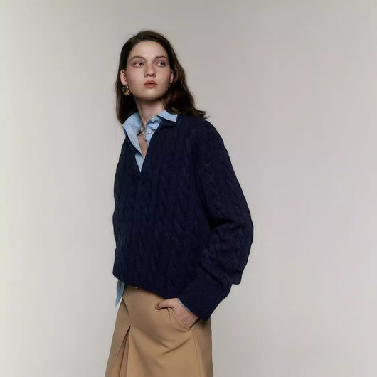 Suéter Polo de Lana Pura Estilo Old Money Relajado - Image 3