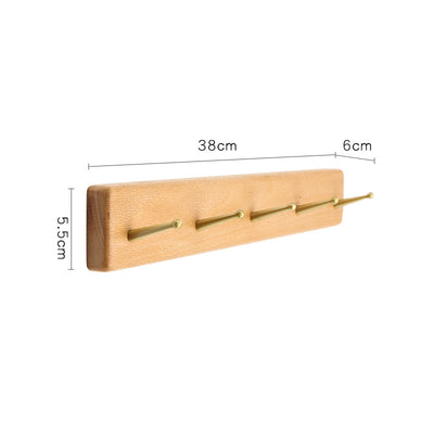 Perchero de Pared Nórdico en Madera Maciza con Ganchos de Latón - Estilo Japonés Nogal Negro - Image 8