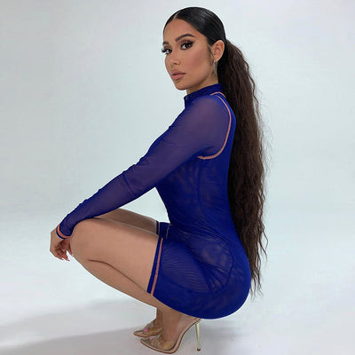 Jumpsuit Transparente Cuello Alto Manga Corta Sexy - Image 13