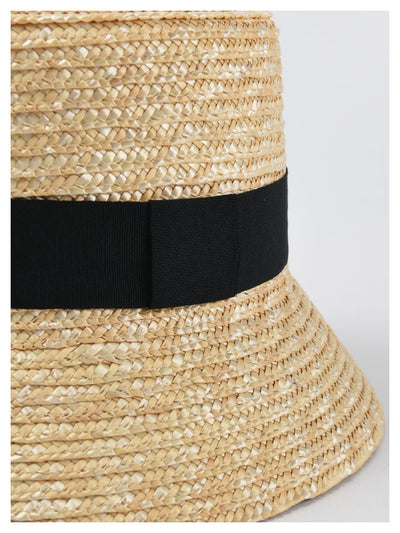 Sombrero Bucket de Paja con Ala Plana - Protección Solar Elegante - Image 5