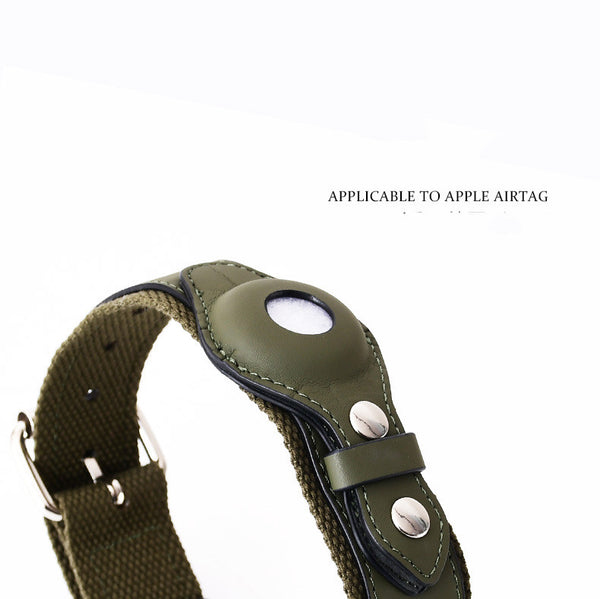 Collar de Cuero Protector con Localizador AirTag para Mascotas
