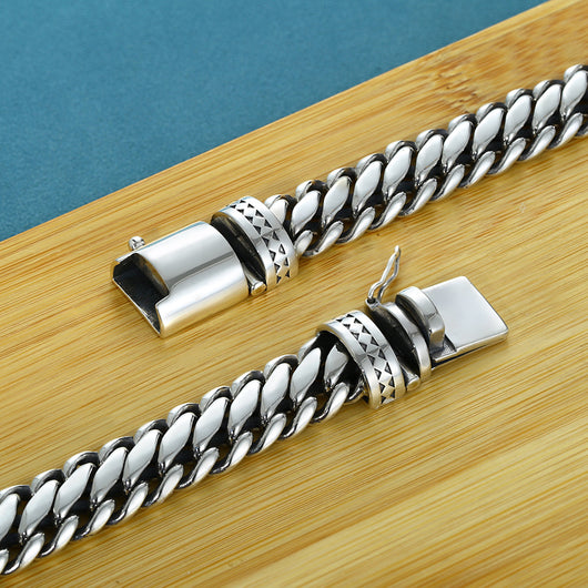 Pulsera de Plata S925 Tipo Grueso Semicircular para Hombre - Image 3