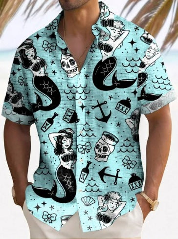 Camisa de Rayas para Hombre - Manga Corta Estilo Playa - Image 31