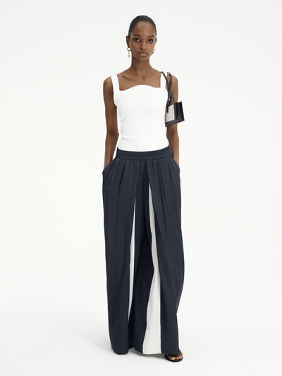 Pantalones Anchos de Pierna Suelta para Mujer - Diseño Combinado en Seda Casual - Image 5