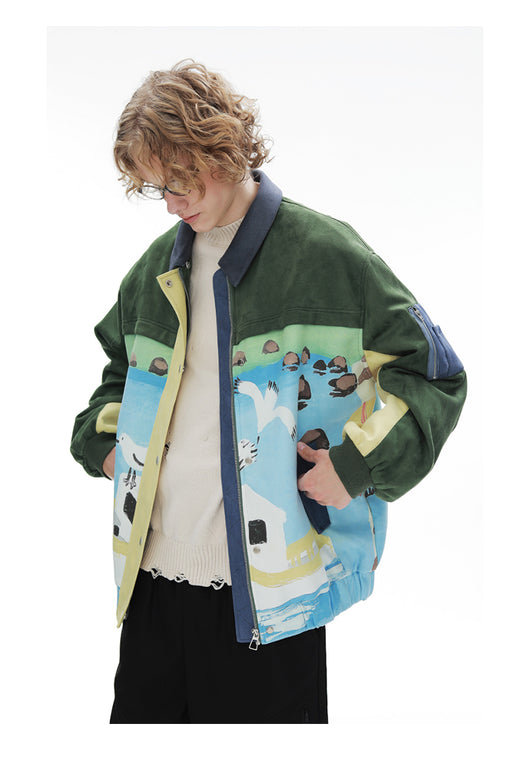 Chaqueta de Gamuza Estilo Retro Patchwork para Hombre - Image 9