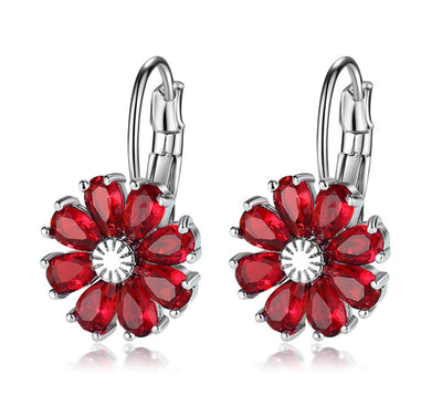 Collar y Aretes de Diamante Floral con Circón y Cobre - Image 5
