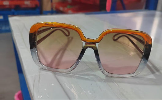 Large frame sunglasses with gradient purple lenses and a blue-to-clear fade on the bottom of the frame. - Image 9