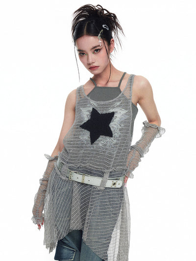 Vestido Tank Top Mesh Spicy Girl con Detalle de Estrella - Image 4