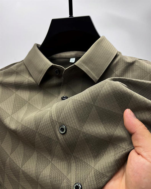 Camisa Manga Larga Ice Silk Slim Fit para Hombre - Image 15