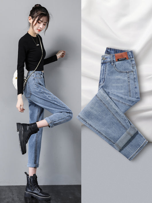 Pantalones Jeans Rectos Cintura Alta Estilo Daddy Harlan para Mujer - Image 9