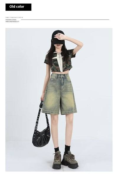 Shorts Denim Retro Lavado para Mujer - Estilo Casual Versátil - Image 12