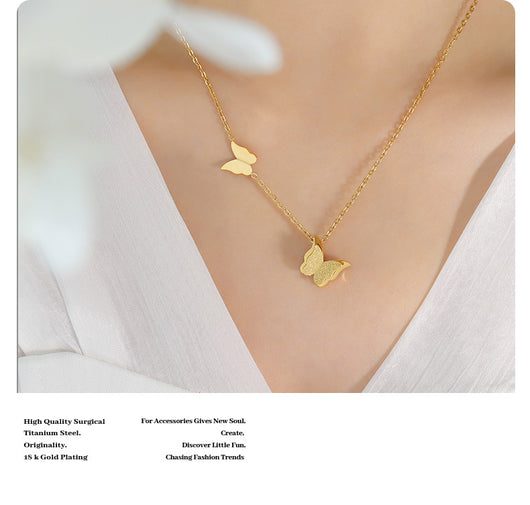 Conjunto de Joyería Titanio con Mariposas Texturizadas - Collar, Anillo y Aretes - Image 14