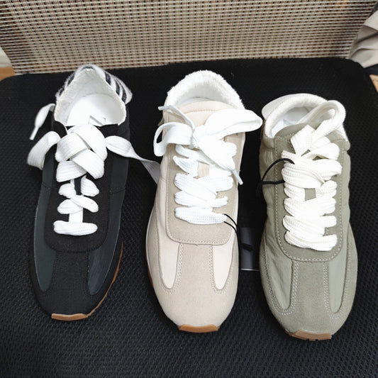 Zapatos Estilo Dad Beige con Costuras Retro - Comodidad Suave