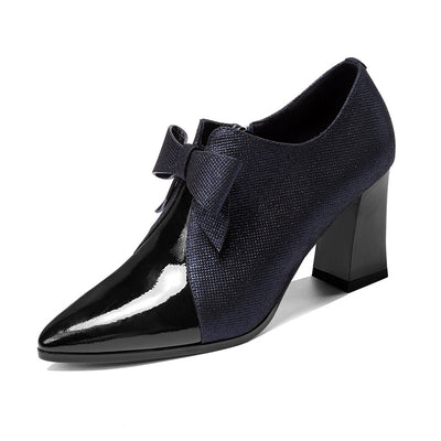 Zapatos de Tacón Alto Punta Fina con Moño y Talón Grueso - Image 8