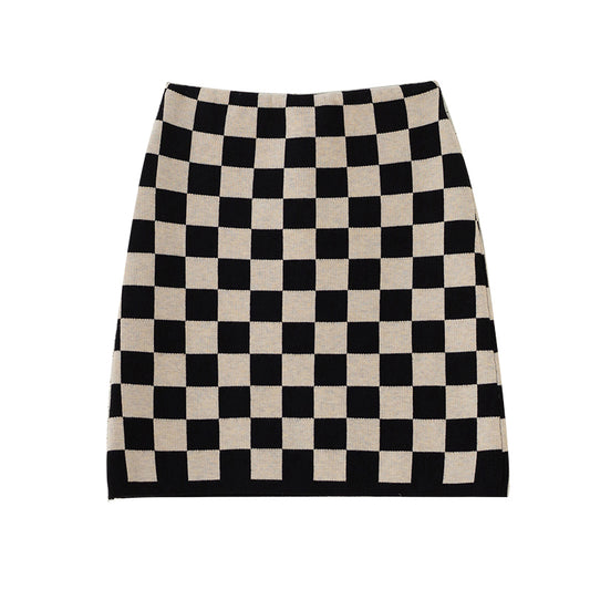 Falda Tejida Cintura Alta Ajustada Línea A para Primavera y Otoño - Image 2