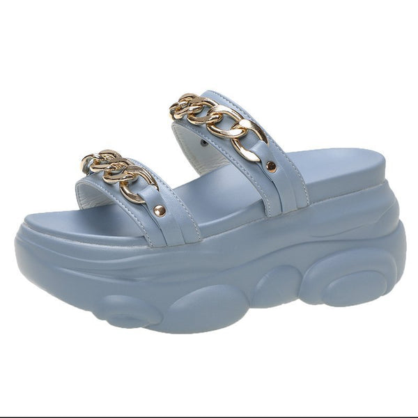 Pantuflas Slip-On con Plataforma y Cadena Decorativa