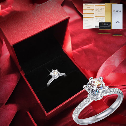 Anillo de Diamante de Quilate en Oro Blanco para Parejas en Plata Esterlina - Image 19