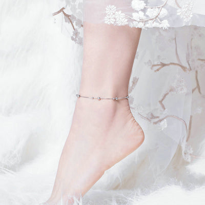 Pulsera Tobillera Elegante Chapada en Oro Blanco para Mujer - Image 10
