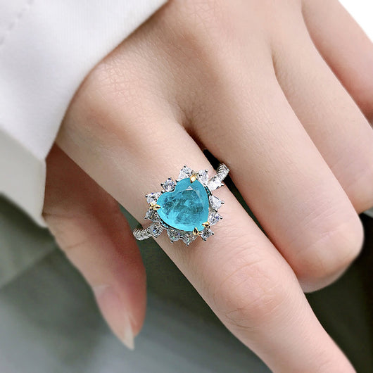 Anillo Corazón Paraíba Europeo Americano para Mujer - Image 11