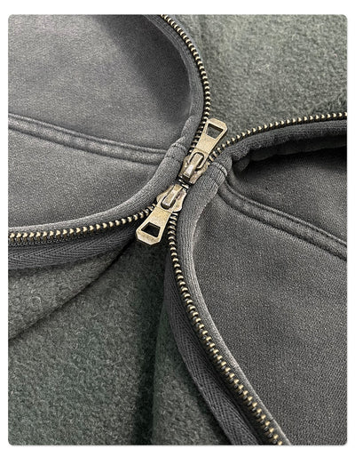 Men's pink washed full-zip hooded jacket and matching sweatpants set, featuring a relaxed fit and drawstring details. - Image 25