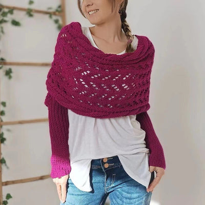 Chal Tejido Cálido Otoño-Invierno con Mangas Caladas para Mujer - Image 9