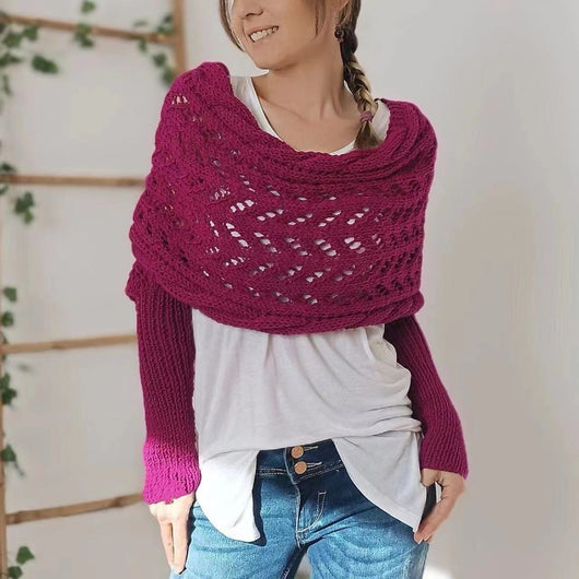 Chal Tejido Cálido Otoño-Invierno con Mangas Caladas para Mujer - Image 9