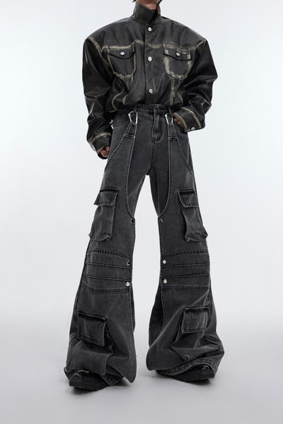 Pantalones Vintage Holgados de Pierna Ancha con Bolsillos Grandes para Hombre - Image 9